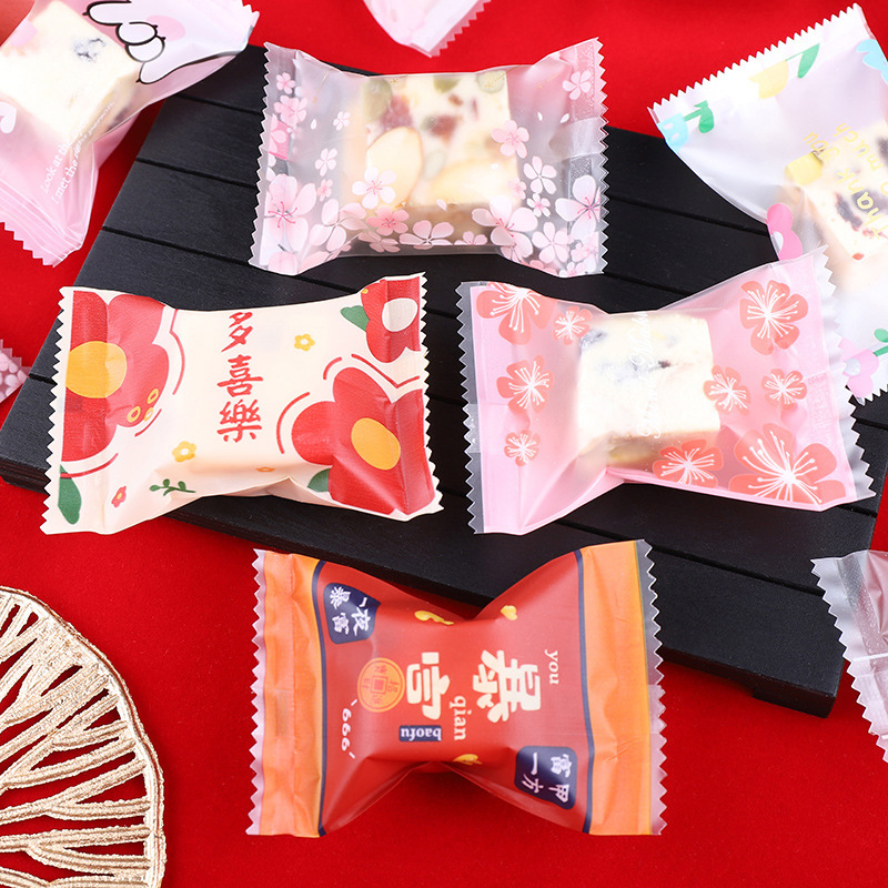 New Snowflake Crisp Packaging Bag Transparent Baking Cartoon Small Cookie Bag Cranberry Cow Crack Bag Wholesale