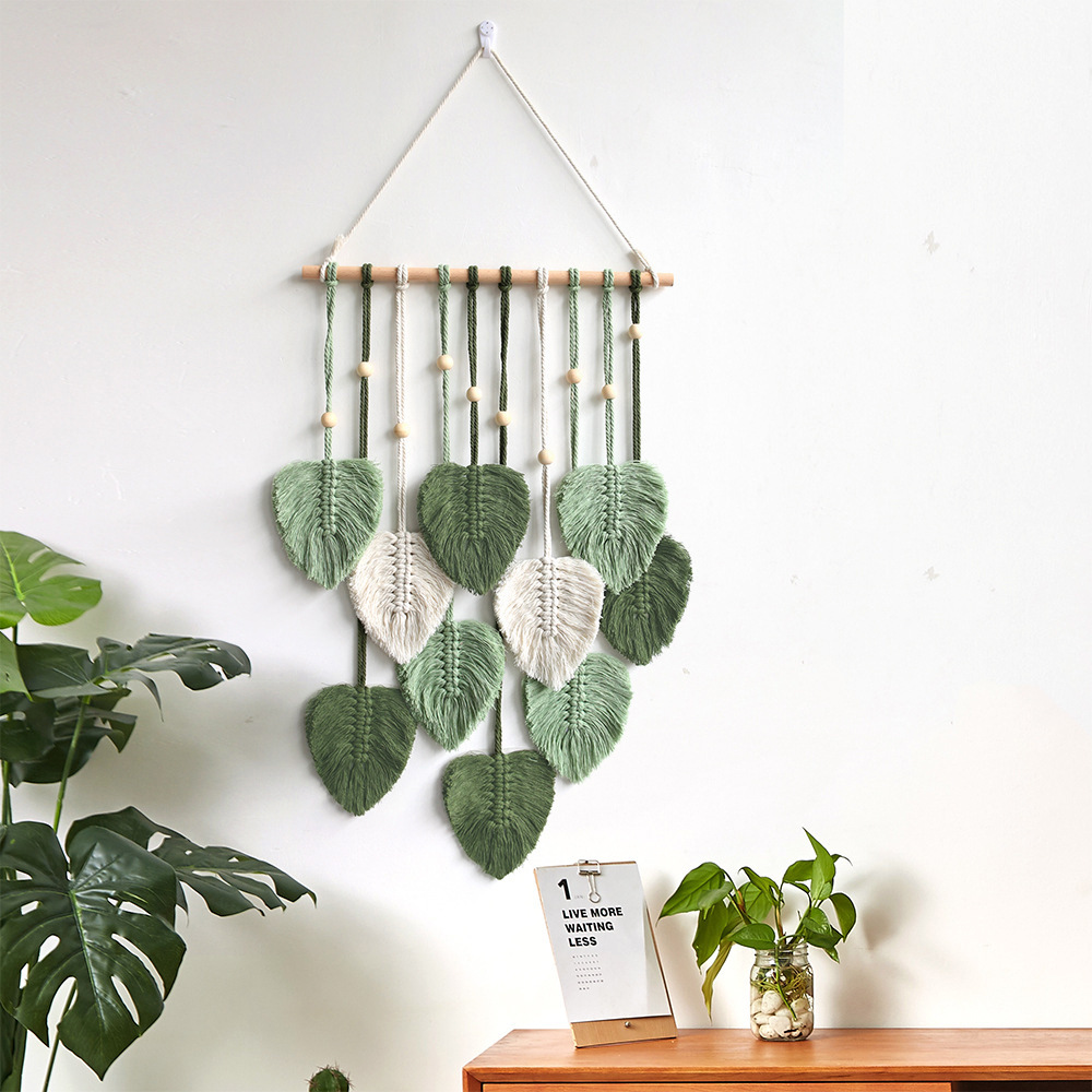New creative hand-woven cotton rope leaf tapestry bohemian home wall decoration room wall hanging