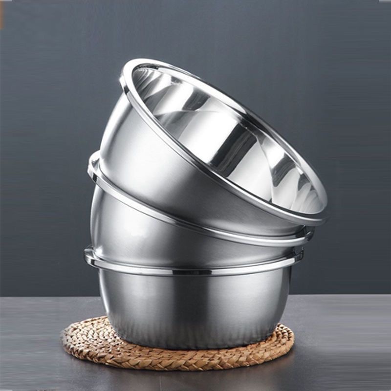 Thickened stainless steel basin three-piece seasoning pot household kitchen egg bowl baking and basin