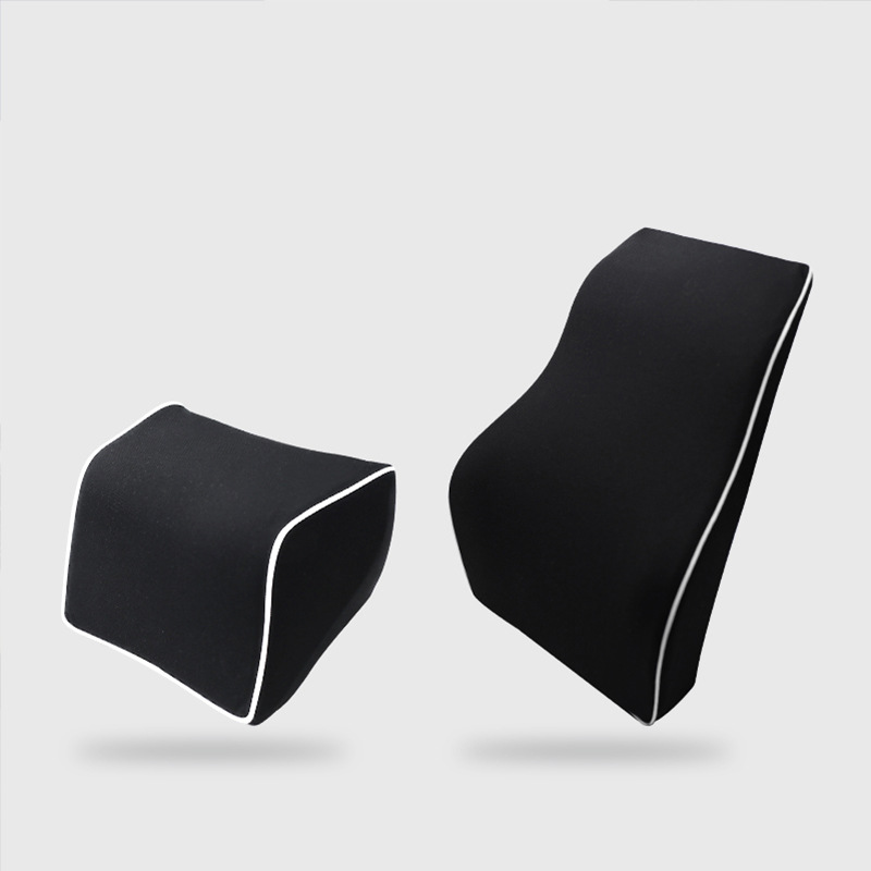 Wholesale car neck pillow waist support memory cotton waist cushion set breathable waist support pillow seat headrest car supplies