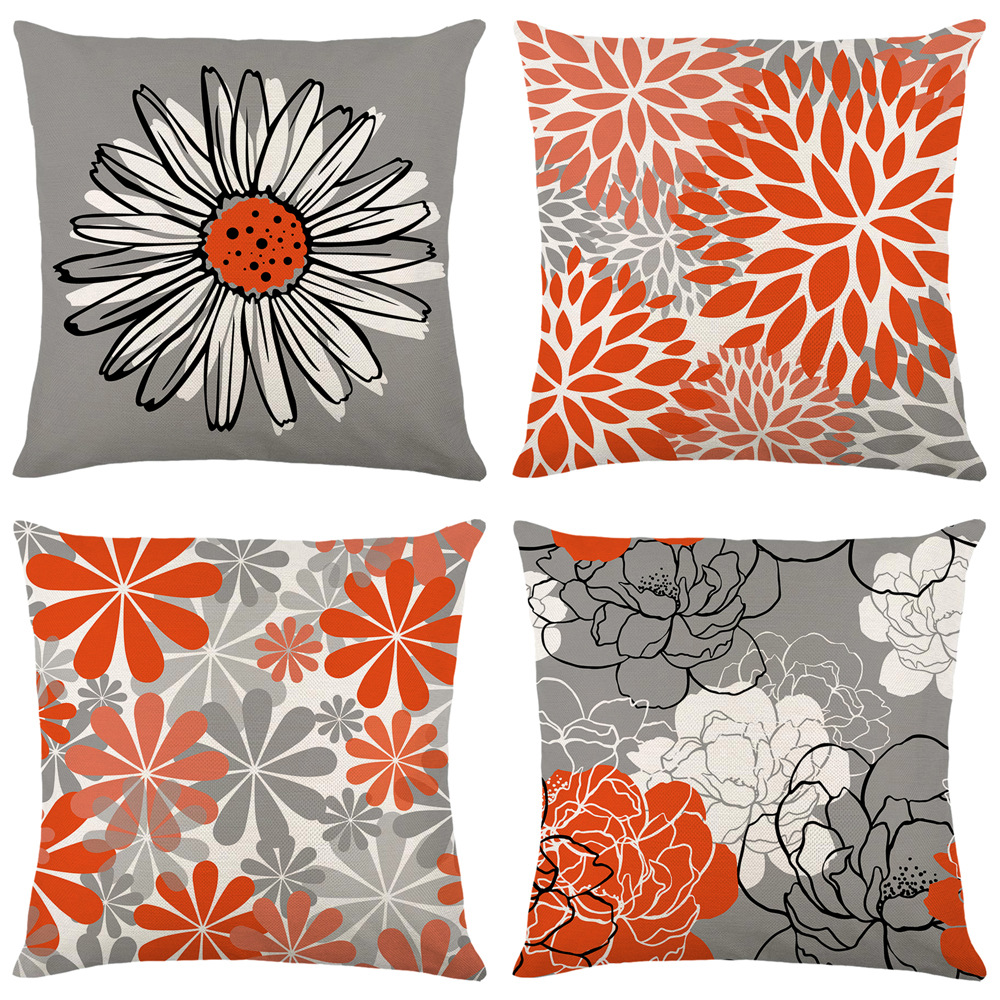 2024 Amazon Cross-border Pillow Case Waterproof Anti-fouling Anti-oil Printing Polyester Hemp Pillow Living Room Home Sofa Cushion