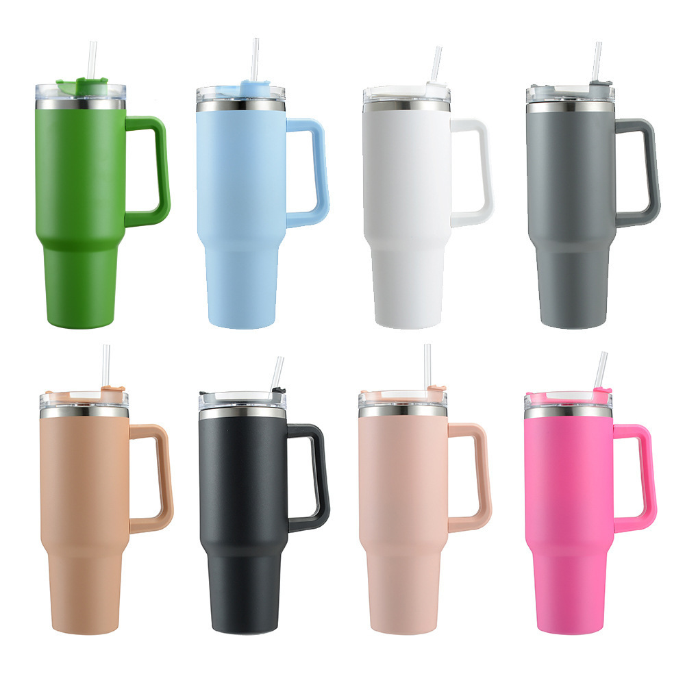in stock spray 304 stainless steel large capacity thermos cup 40oz car cup with handle portable car ice cup