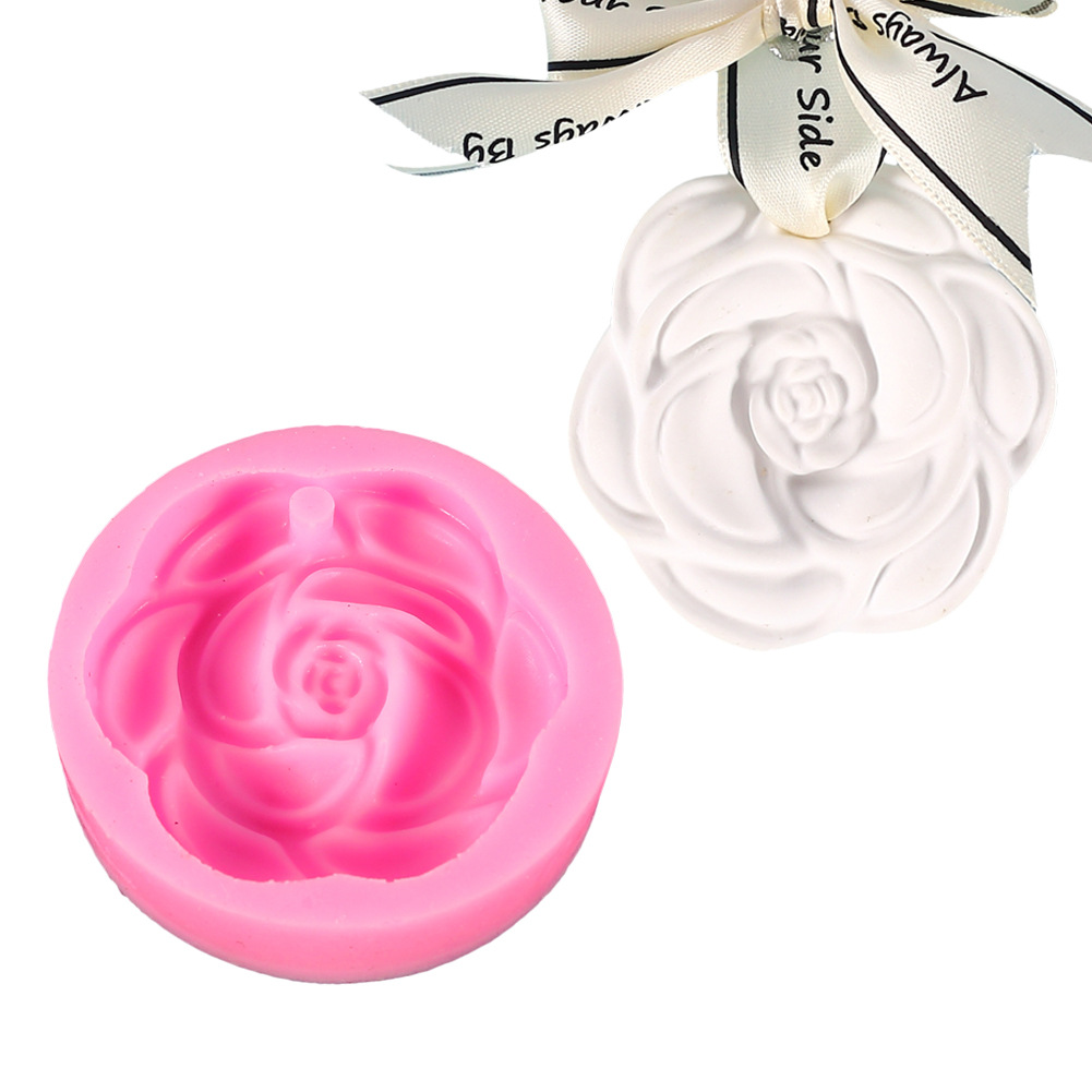 Camellia pendant silicone mold diy car plaster aromatherapy piece soap chocolate cake epoxy mold