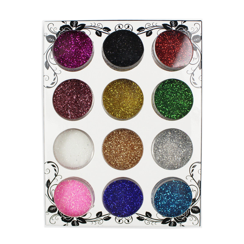 Nail art fine powder twelve color magic color gradient laser glitter glitter powder sequins export material DIY text toys