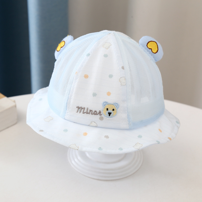 Dot Bear Baby Sunscreen Hat Summer Baby Hat Cartoon Children's Hat 3-12 Months Baby Fisherman Hat