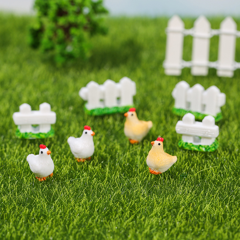 Creative Ornaments White Fence Micro Landscape Ornaments Cute Chicken Fleshy Gardening Landscaping Ornaments Sheep