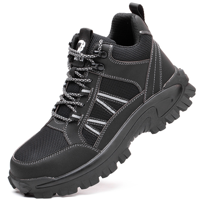 Labor Protection Shoes Men's and Women's High-top Anti-smashing and Anti-piercing Lightweight Breathable Steel Toe Safety Shoes PU Soft-soled Wear-resistant Construction Site Shoes