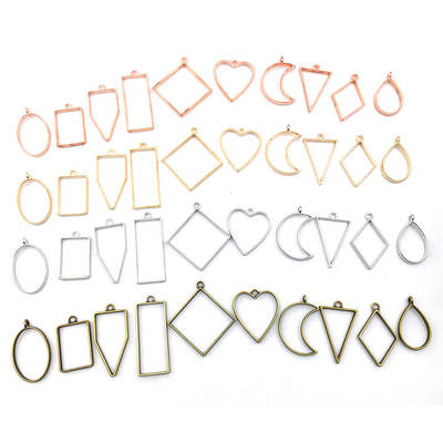 diy jewelry accessories set 10 dripping glue geometric metal hollow frame bottom bracket AB glue pendant frame