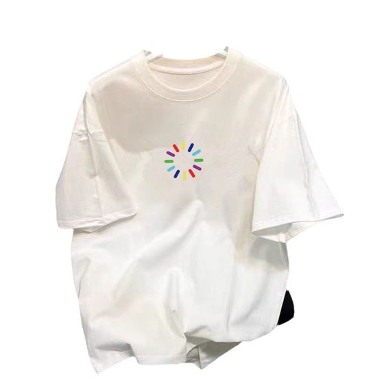Trendy Brand Internet Celebrity Cotton T-Shirt 2024 New Men's Loose plus size Crewneck Printed Sports Base Top T