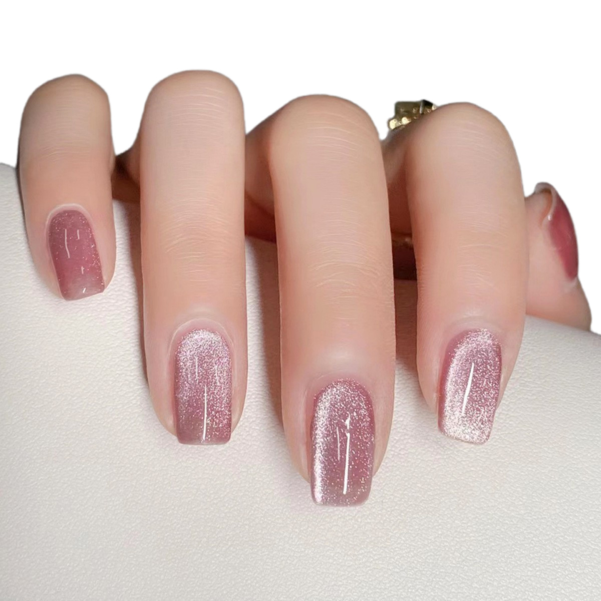 Cross-border flashing starry sky pink cat eye wear nail beauty piece foreign trade detachable fake nails false nails