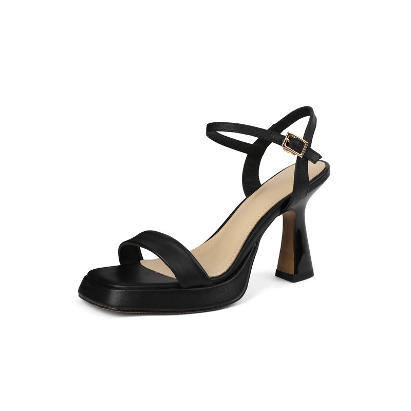 2022 summer thick-soled women's shoes with fashionable square high heels thick heel waterproof platform Barbie powder sandals 9cm