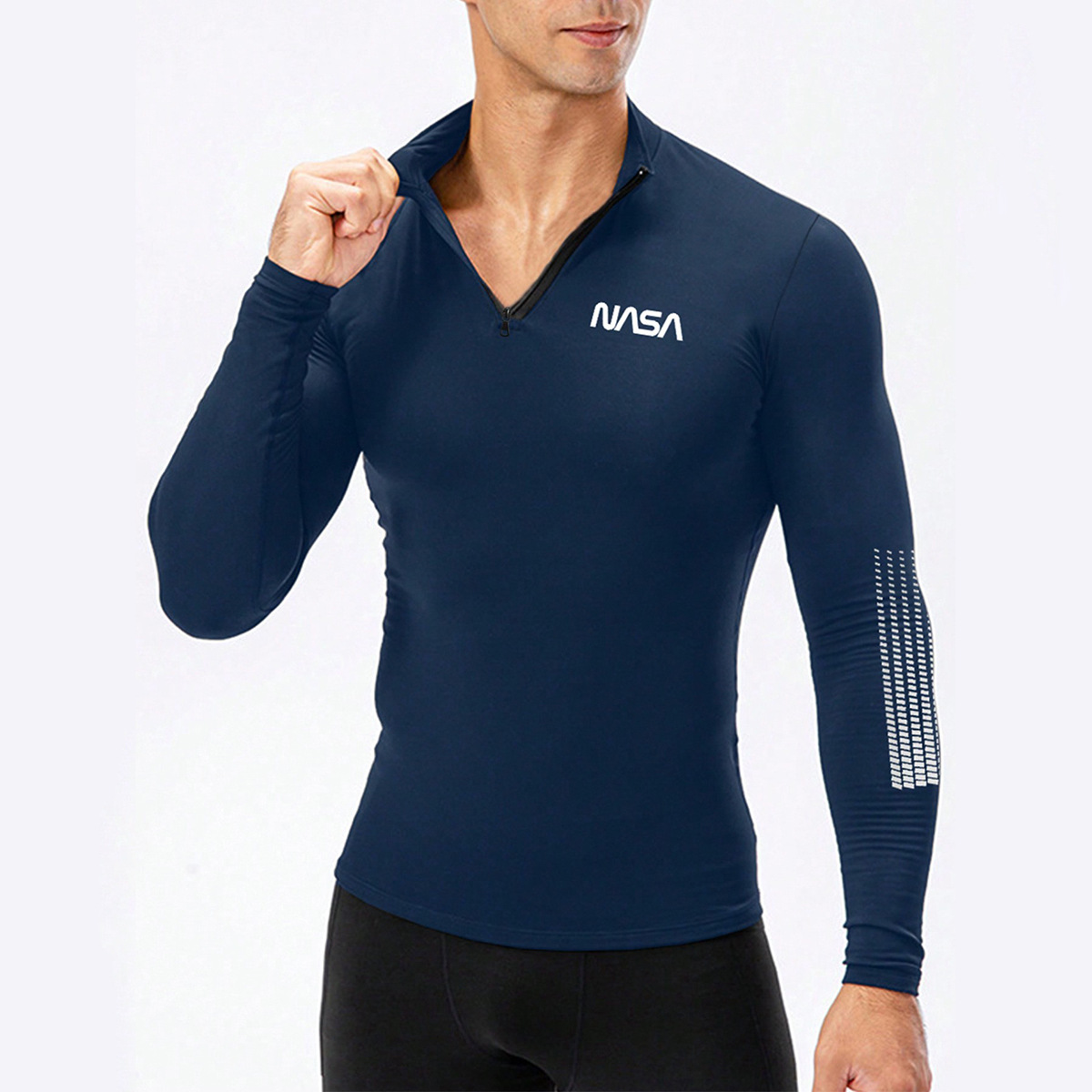 Outdoor Sports Running Fitness Stretch Quick-drying Clothes Thin suit Half-zipper Collar Slim-fit Long-sleeved Jacket Men's Jacket