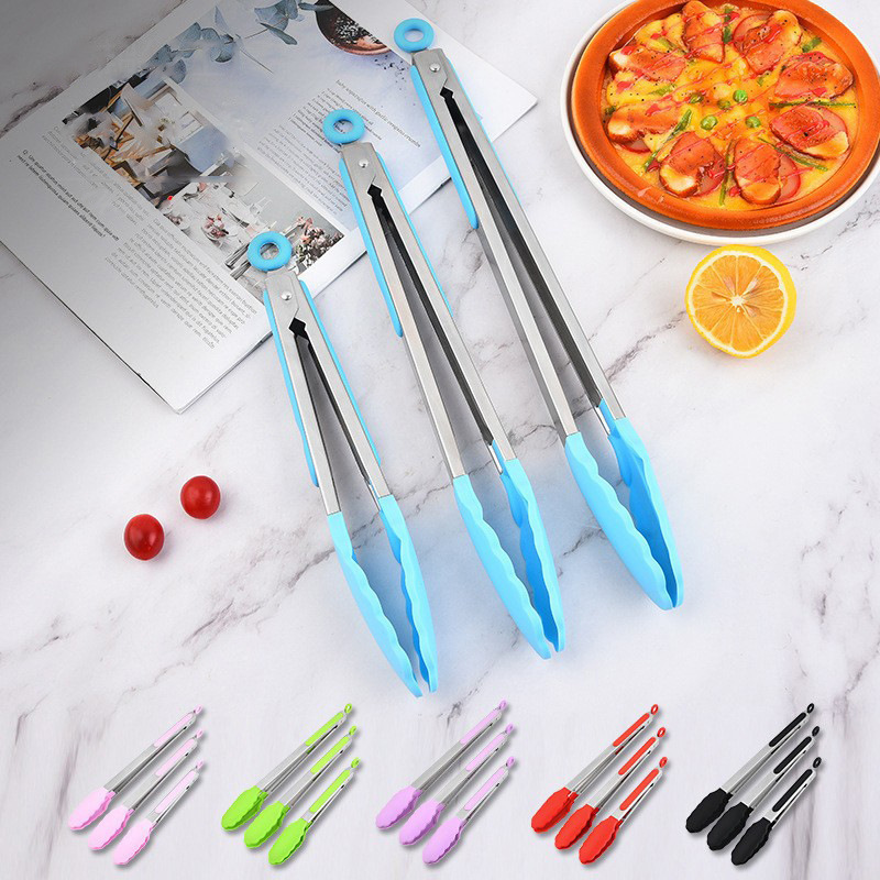 Food Clip Barbecue Household Kitchen Barbecue High Temperature Resistant Fried Steak Food Clip with Bracket Silicone Plum Blossom Clip