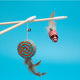 Pet Supplies Interactive Self-Hi Wooden Cat Tease Pole Cat Feather Bell Mouse Toy Detoxification Wooden Pole Cat Tease
