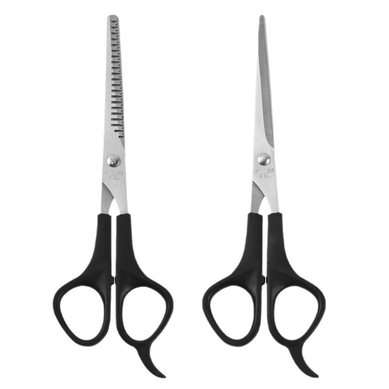 Spot wholesale beauty salon tools Barber stainless steel thin teeth scissors flat scissors pet scissors card set