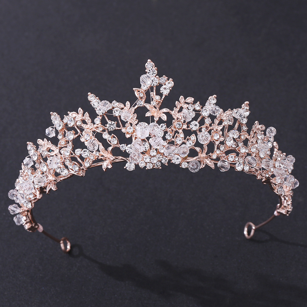 H1220 new bridal jewelry exquisite handmade crystal glass diamond crown wedding supplies alloy rhinestone headdress