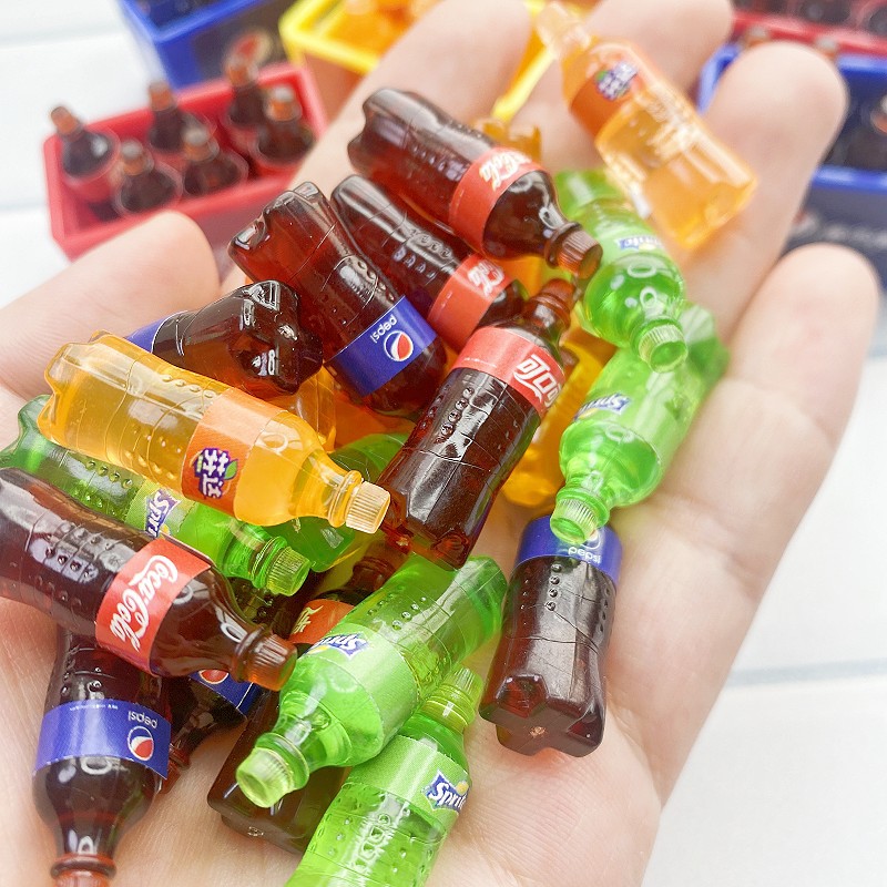 Mini Coke Sprite Convenience Store Wholesale Accessories Jewelry Simulation Food Play Miniature Wine Bottle Toy Beverage Bottle Ornaments