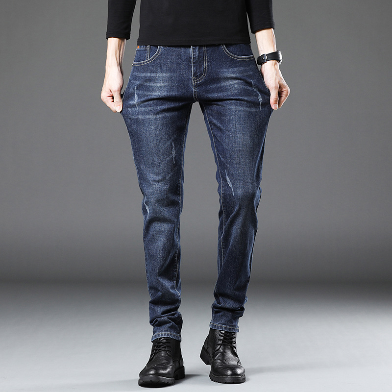 Jeans Men's 2024 Spring and Autumn New Simple All-match Slim-fit Stretch Leggings Men's Korean-style High-end Casual Pants