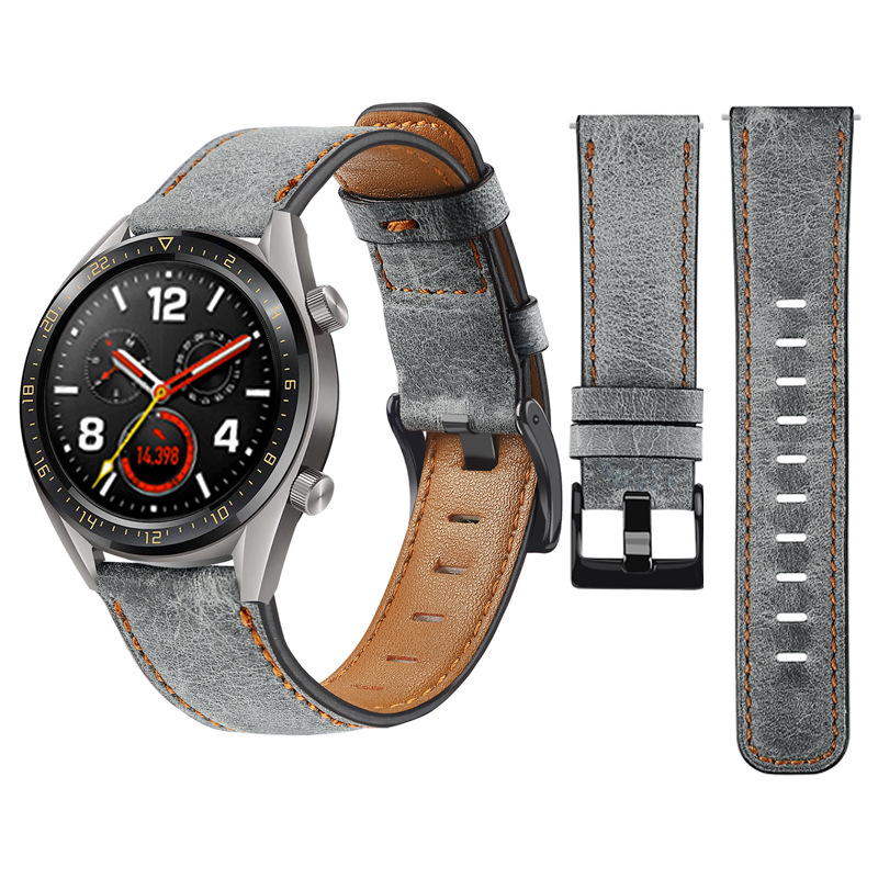 Vintage Crazy Horse Leather Strap 20mm22mm For Huawei gt/gt2/watch3 Smart Watch Strap