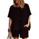2022 spring and summer new suit fashion temperament loose short sleeve shorts cotton and linen two-piece set