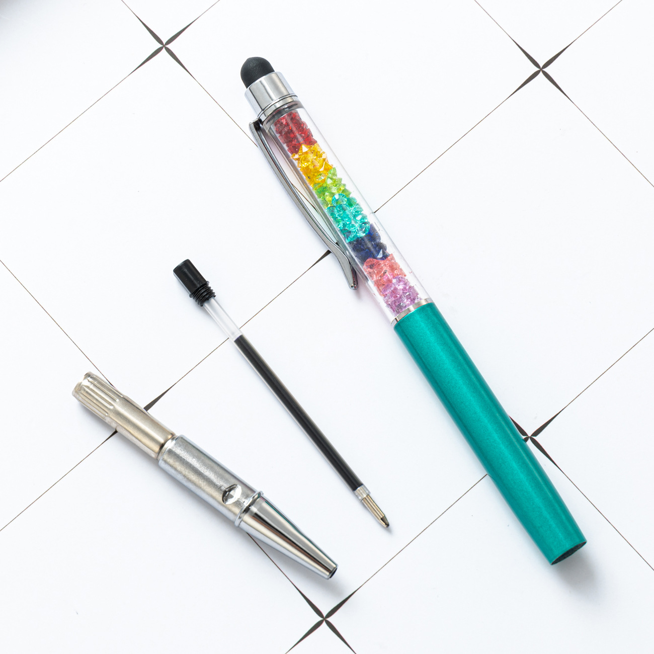 New Crystal Metal Ballpoint Pen Diamond Touch Screen Capacitance Pen Wholesale Advertising Metal Ballpoint Pen Printing logo