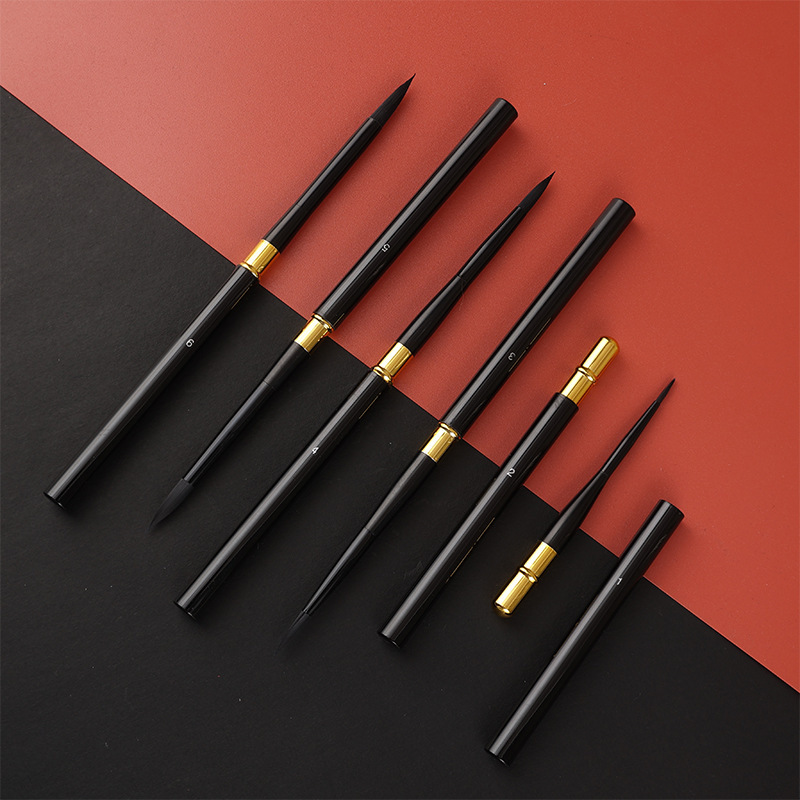 [Guan Mei] Black Swan aluminum rod painted nylon watercolor acrylic brush Hook pen soft wool round head pen set pen