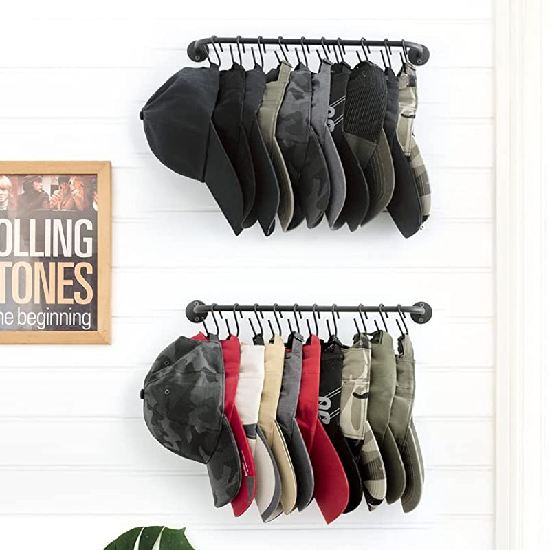 Cross-border new multi-functional hanging pole simple wrought iron clothes hat storage pole with hook kitchen bathroom towel rack
