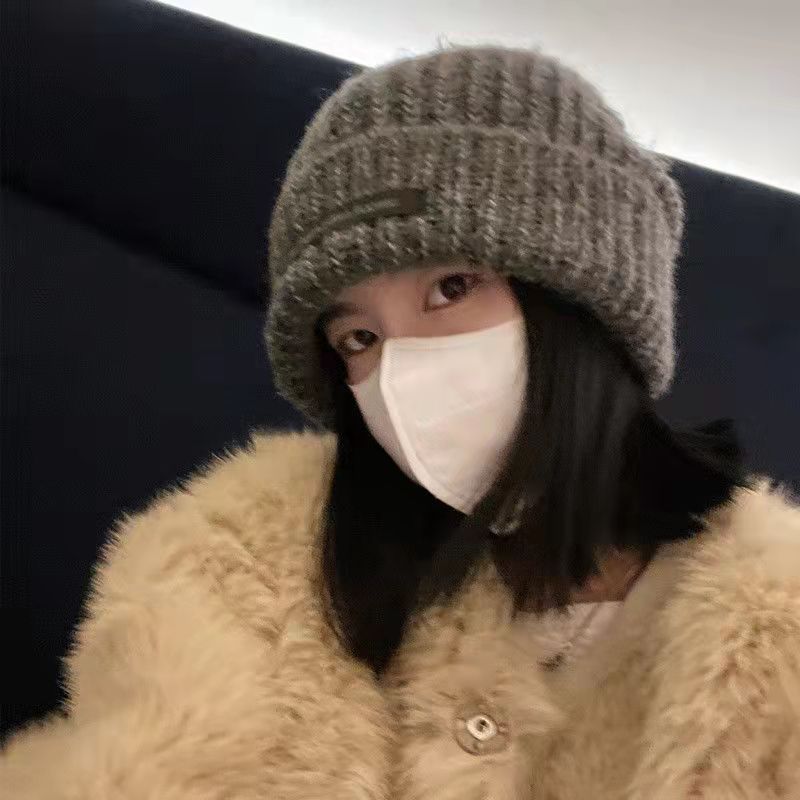 Hat pile hat autumn and winter knitted wool hat Korean Japanese style cold-proof big head circumference winter warm Men's knitted hat