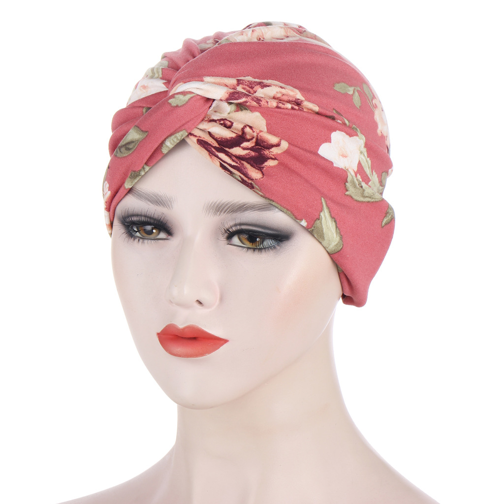 AliExpress New Flower Cloth Twisted Tapes Hat Baking Hat Printed Leopard Print Muslim Tapes Hat Baking Hat