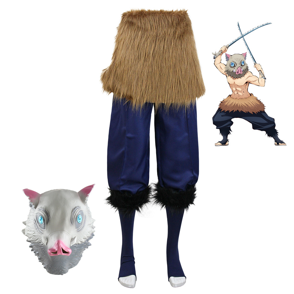 萬聖節鬼滅之刃cosplay服嘴平伊之助cos服鬼滅之刃豬頭頭套