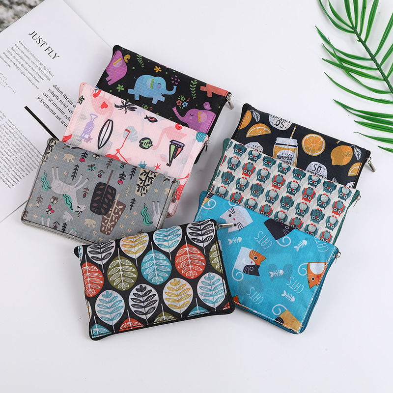 Shopping bag spot flower cloth zipper bag foldable shopping portable environmental protection supermarket outdoor Oxford cloth bag wholesale