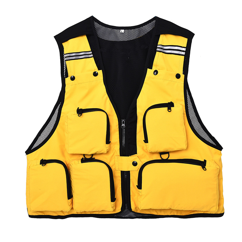 Outdoor multi-pocket photography vest fishing vest men's and women's vest wedding director advertising vest printed embroidered logo