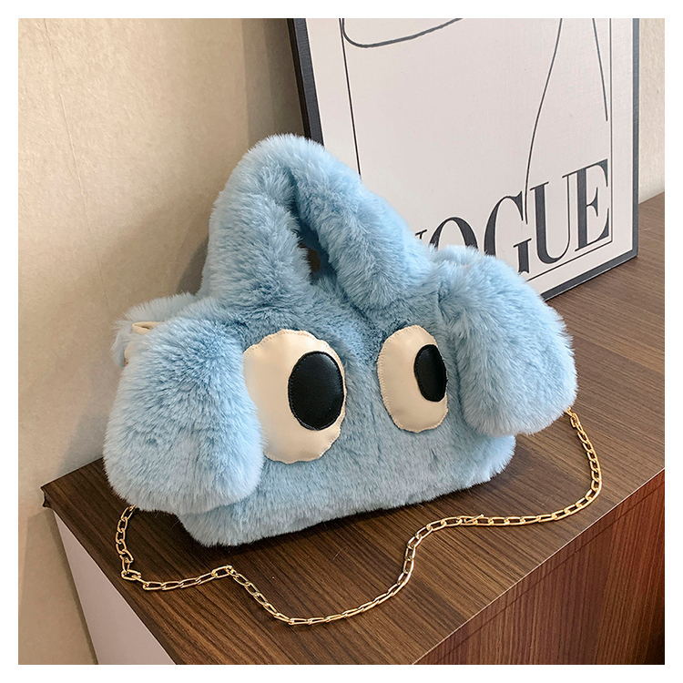 New cute puppy big eye cute sanliou cartoon plush handbag cross-border Fashion Women's shoulder crossbody