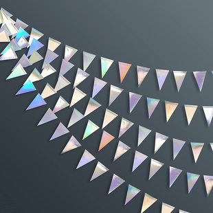 Cross-border Hot Sale 3 m Long Sewing Triangle Flower Birthday Party Decoration Banner Photo Background Wall Decoration Flower