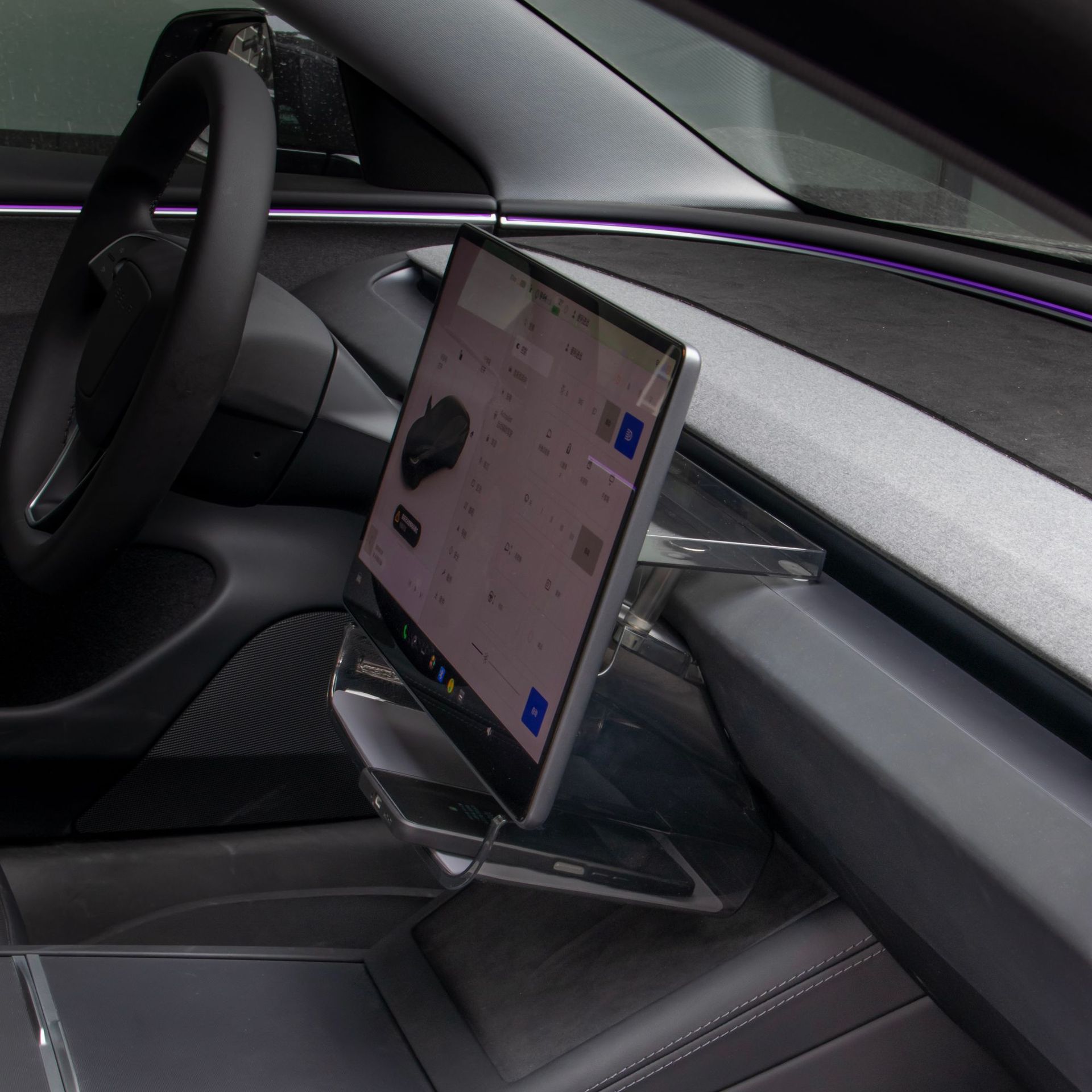 Фабрика источника для Tesla Model Y/Model3 Магнитный всасывающий Фиксированный экран после большого прозрачного ящика для хранения рта