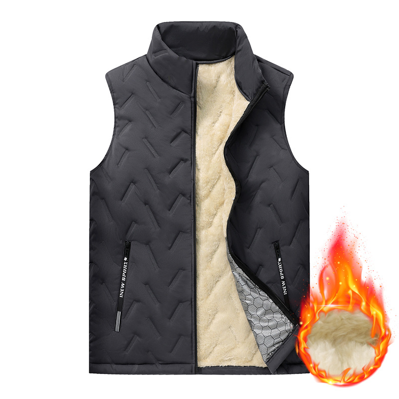 Factory Direct cotton vest men's lambswool vest fleece-lined thick warm vest winter outer wear waistcoat