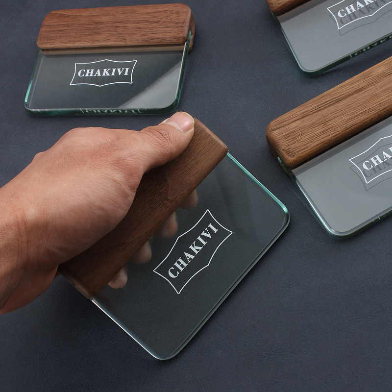 CHAKIVI walnut glass scraper 200g tempered glass walnut handmade leather making tools
