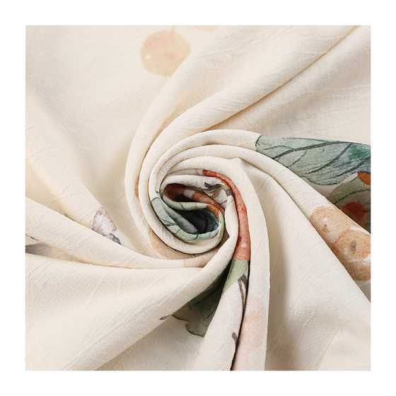 Spring and summer polyester ammonia four-sided elastic jacquard fabric stretch plant printed fabric fashion Hanfu skirt fabric wholesale