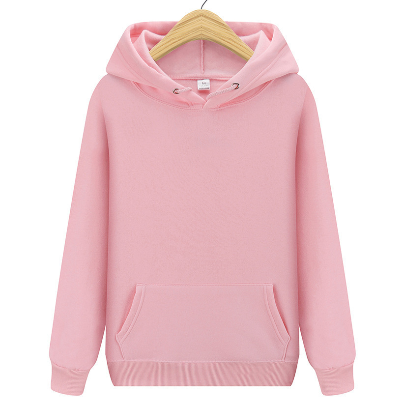 Factory spring and autumn fashion solid color hooded sports sweater casual lovers pullover sweater wholesale can add logo