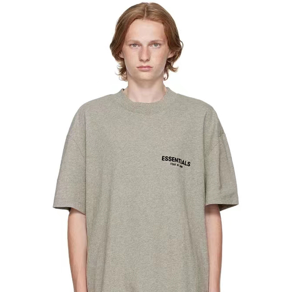 FOG Double Line ESSENTIALS Season 8 SS22 Flocking Loose Large OS Short-sleeved T-shirt Men's High Street Trendy Brand