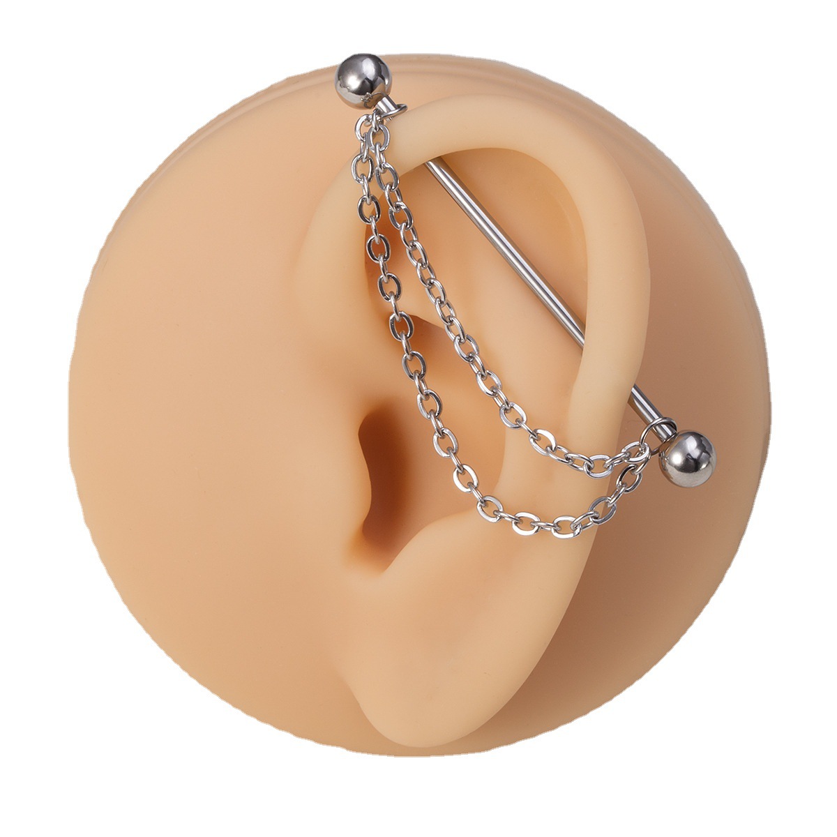 Cross-border new simple ball lever fashion personality chain stud earrings South Korea fresh ins earrings