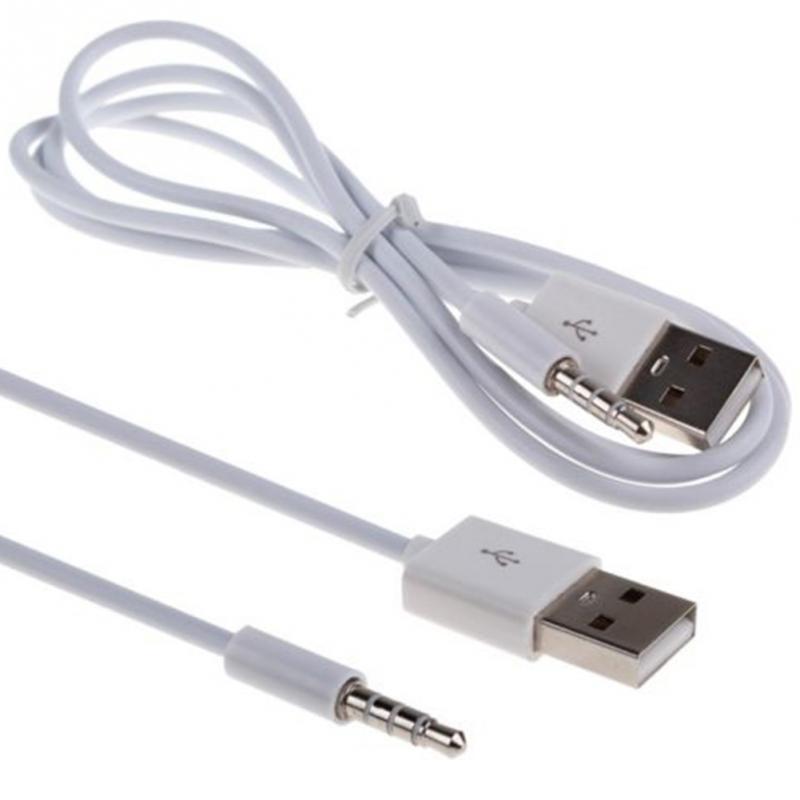 USB male to 3.5 audio adapter shuffle data cable charging cable Clip MP3 lengthened 1 M charging cable