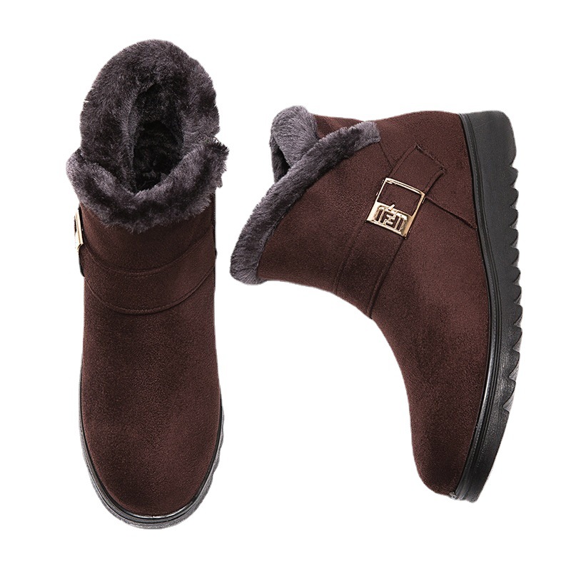 2023 foreign trade new women's cotton shoes warm cotton boots middle-aged and elderly plus velvet padded flat shoes for mother large size snow boots