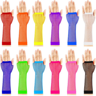 1980 neon ball party long fishing net gloves Bar nightclub sexy punk gloves sexy long fishing net gloves