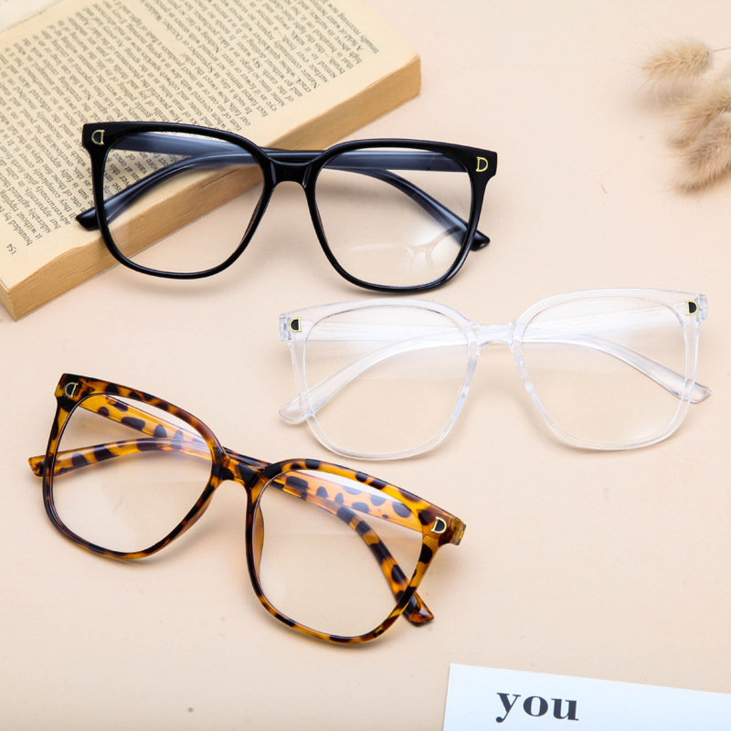 Fashion large frame retro anti-blue light flat mirror modified face computer eye glasses can be equipped with myopia glasses