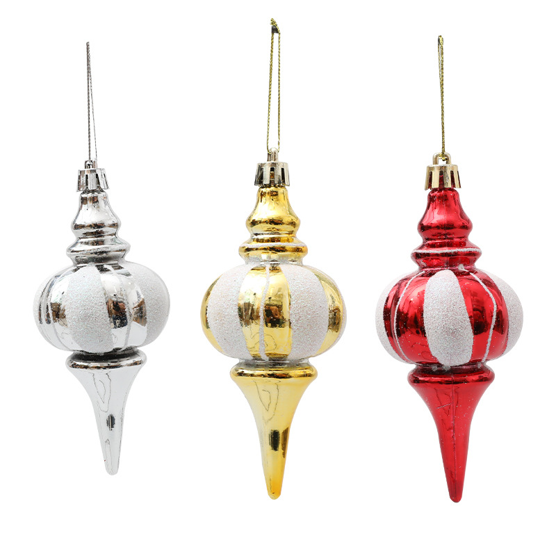 Cross-border supply chain wholesale Christmas gourd pendant Christmas tree decorations electroplated plastic painted ball atmosphere cloth