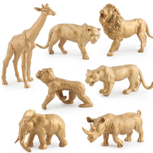 Manufacturers supply golden safari model decorations lion rhino Giraffe gift decorations