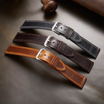 New Italian Leather Strap Vintage Oil Wax Leather Color Change Ultra Thin Watch Strap 18/19/20/21/22mm