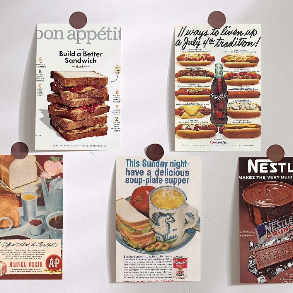 10 retro food posters wall stickers bedroom dormitory wall decoration shooting props material background postcard