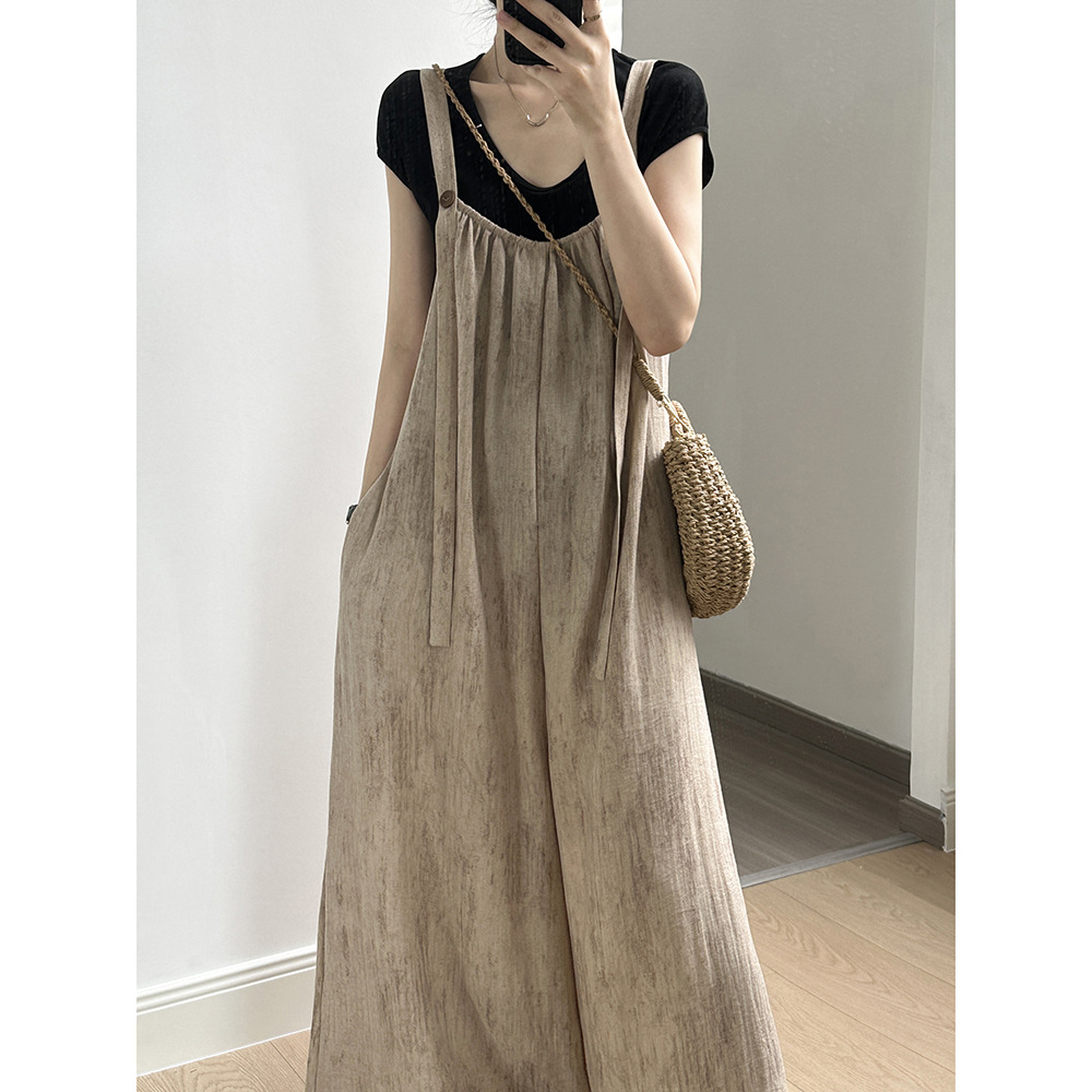 Words Double Design Japanese Style Lazy Strappy Pants Women's Summer Dopping Casual 98005 Pants